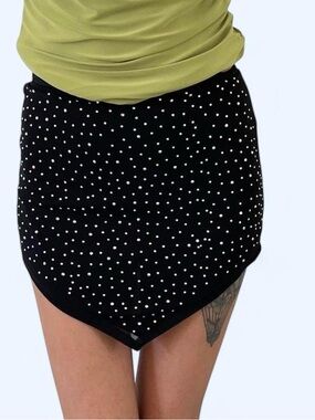 Ohs Black Velvet Rhinestone Mini Skirt ✨